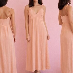 Dex Coral Pink Boho Maxi Dress - Flowy Summer Sundress Size M.